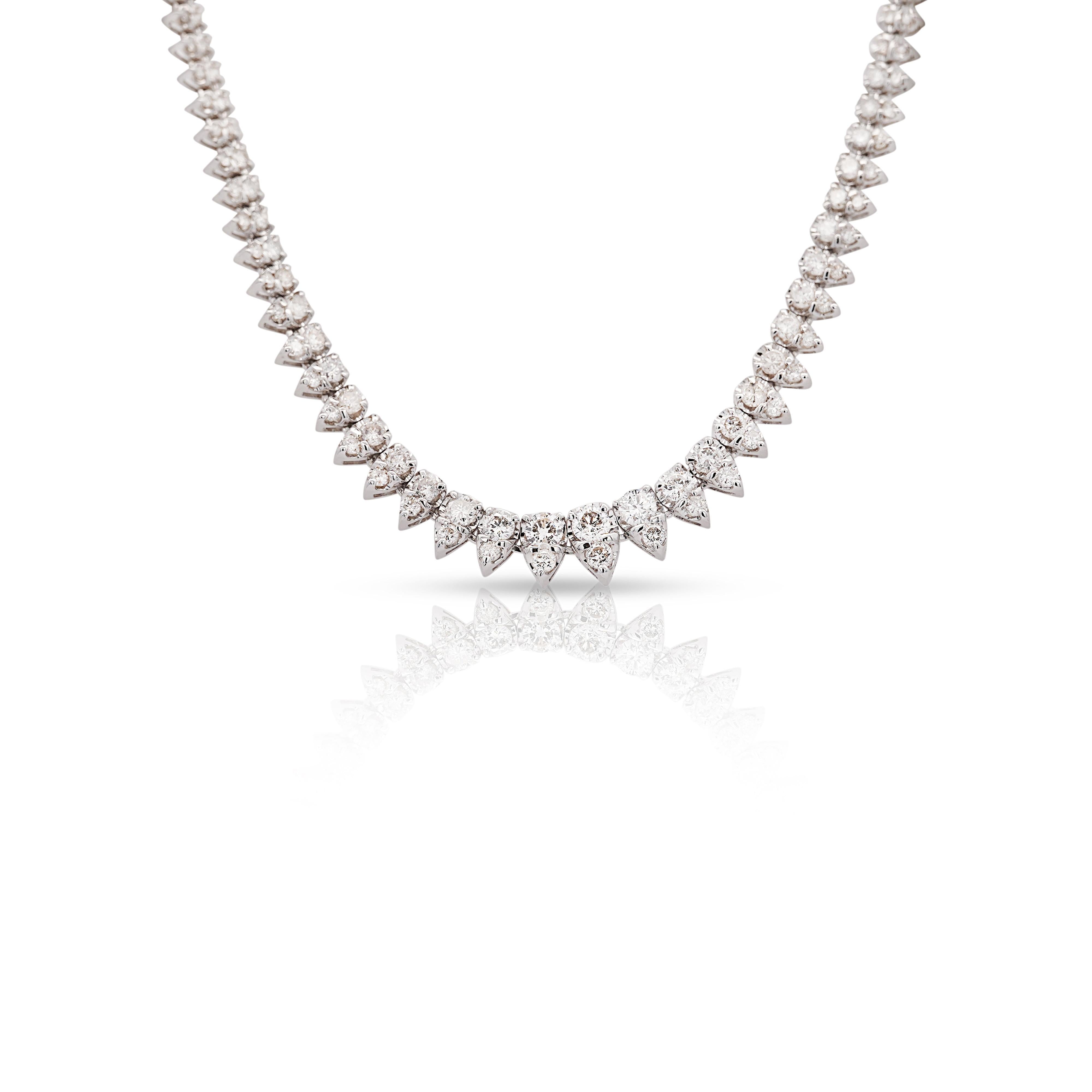 Collana a goccia in platino con diamanti a taglio tondo da 5 carati e 2 file in vendita 4