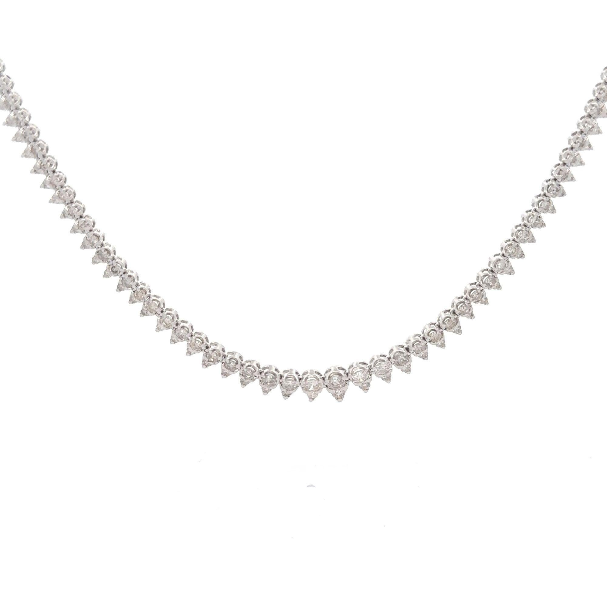Collana a goccia in platino con diamanti a taglio tondo da 5 carati e 2 file in vendita 2
