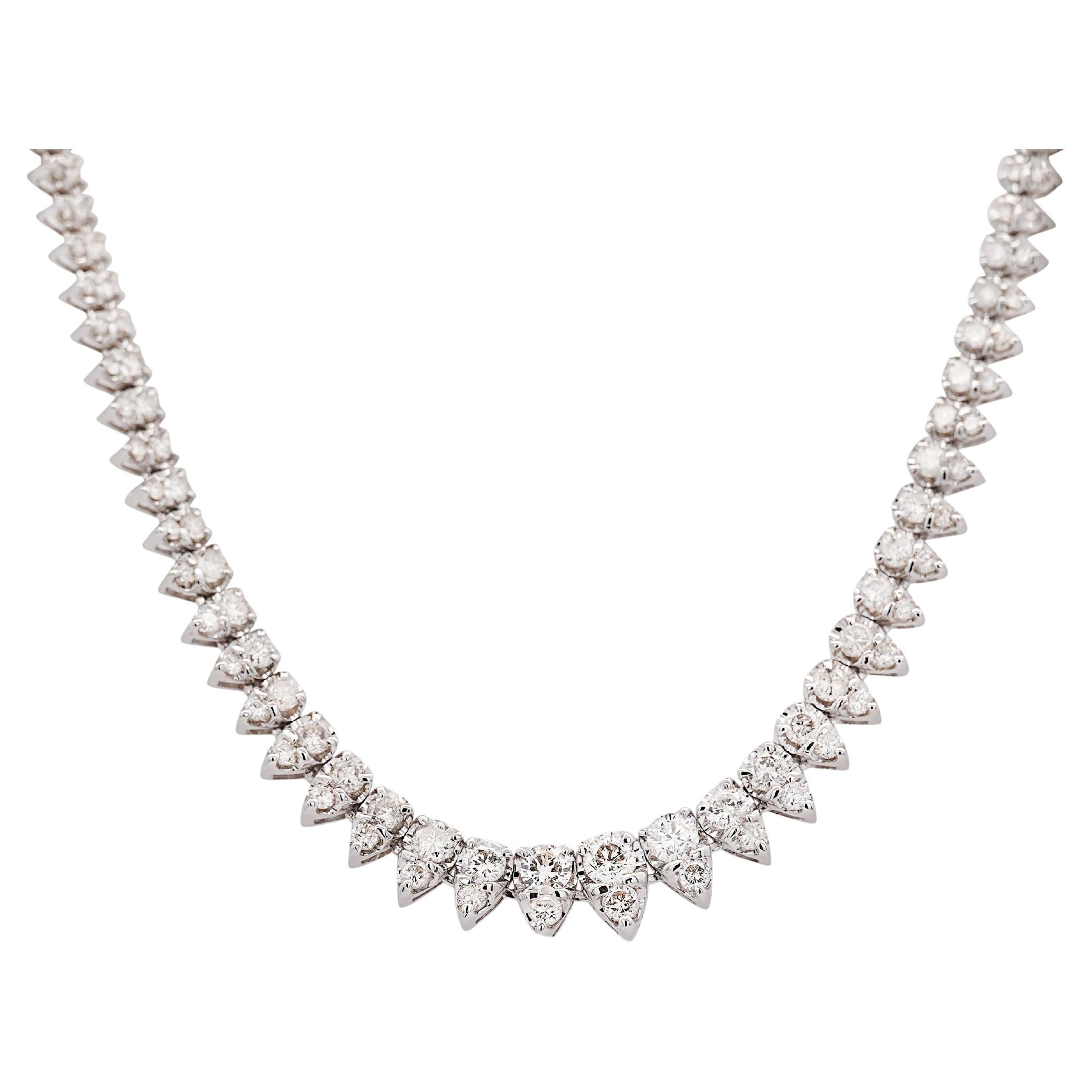 5 Carat Round Cut Diamond Platinum 2-Row Teardrop Tennis Necklace