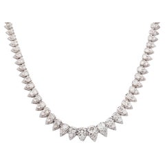 5 Carat Round Cut Diamond Platinum 2-Row Teardrop Tennis Necklace