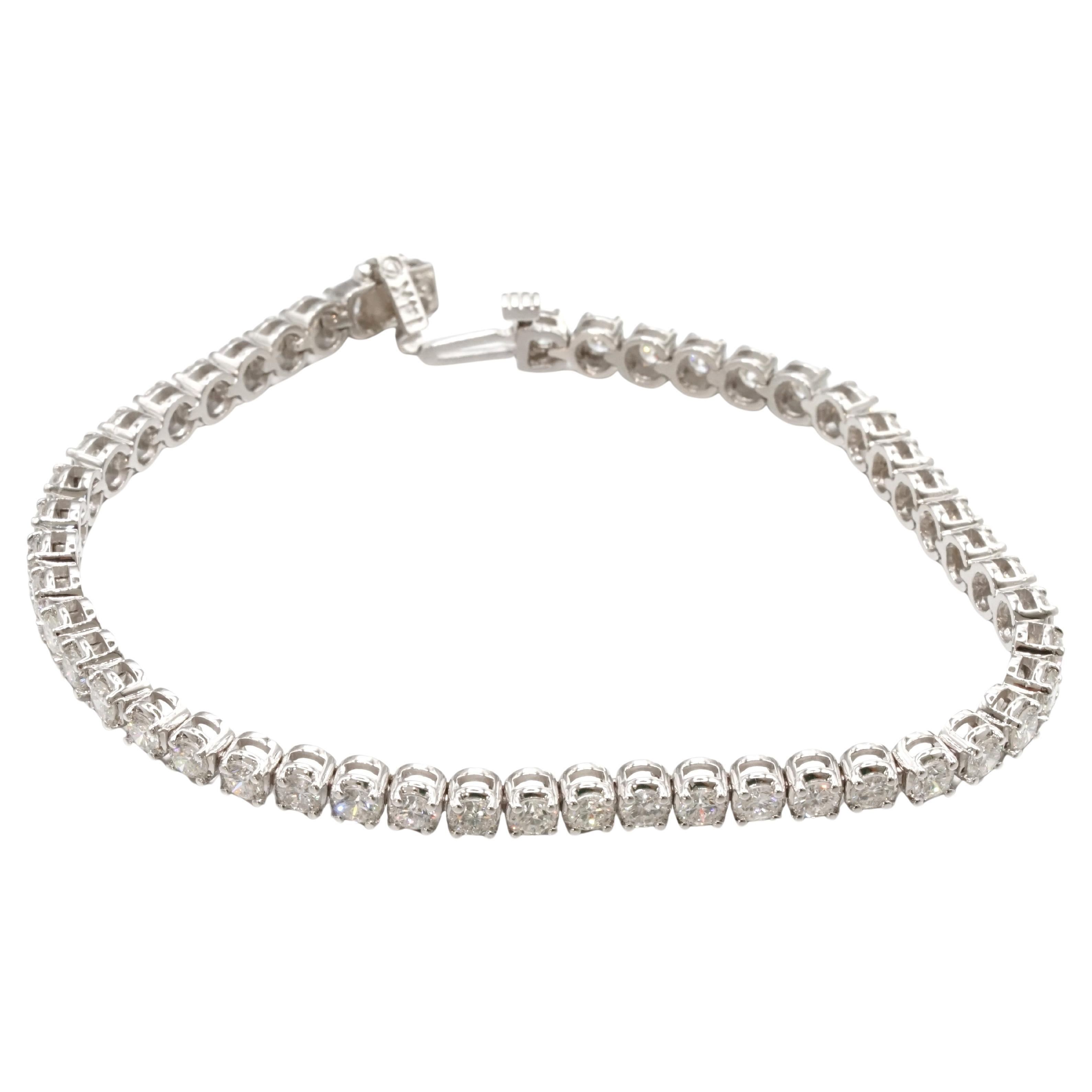 5 Carat Round Diamond 14K White Gold Tennis Bracelet