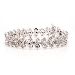 5 Carat Round Diamond H-I SI Interwoven X-Link 18K White Gold Bracelet 7 Inch
