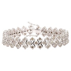 5 Carat Round Diamond H-I SI Interwoven X-Link 18K White Gold Bracelet 7 Inch