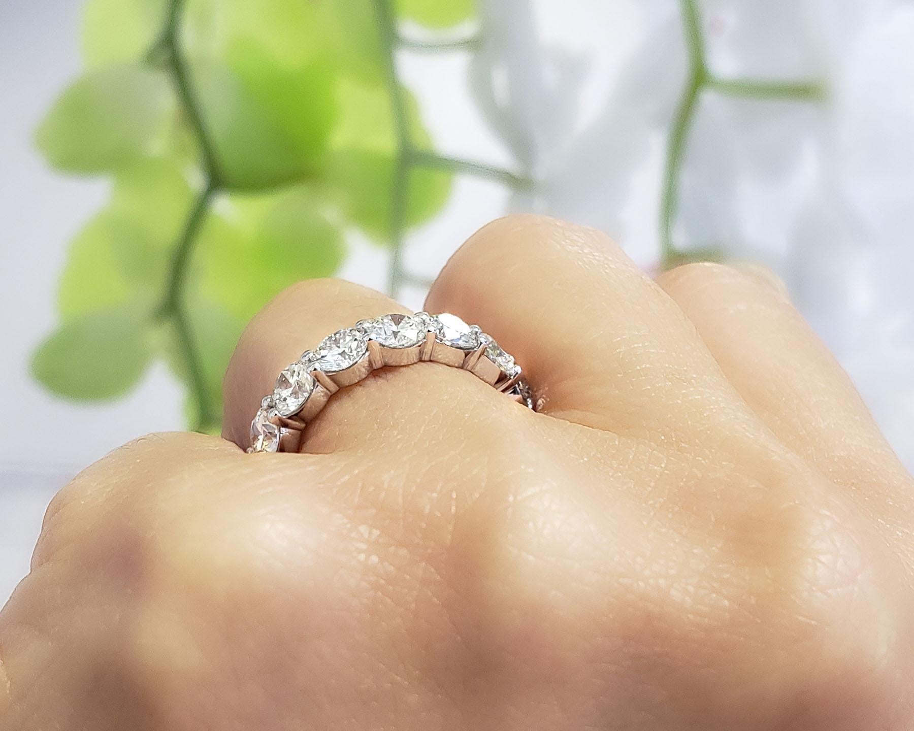For Sale:  5 Carat Round Eternity Band F-G Color VS1 Clarity 14k White Gold 4