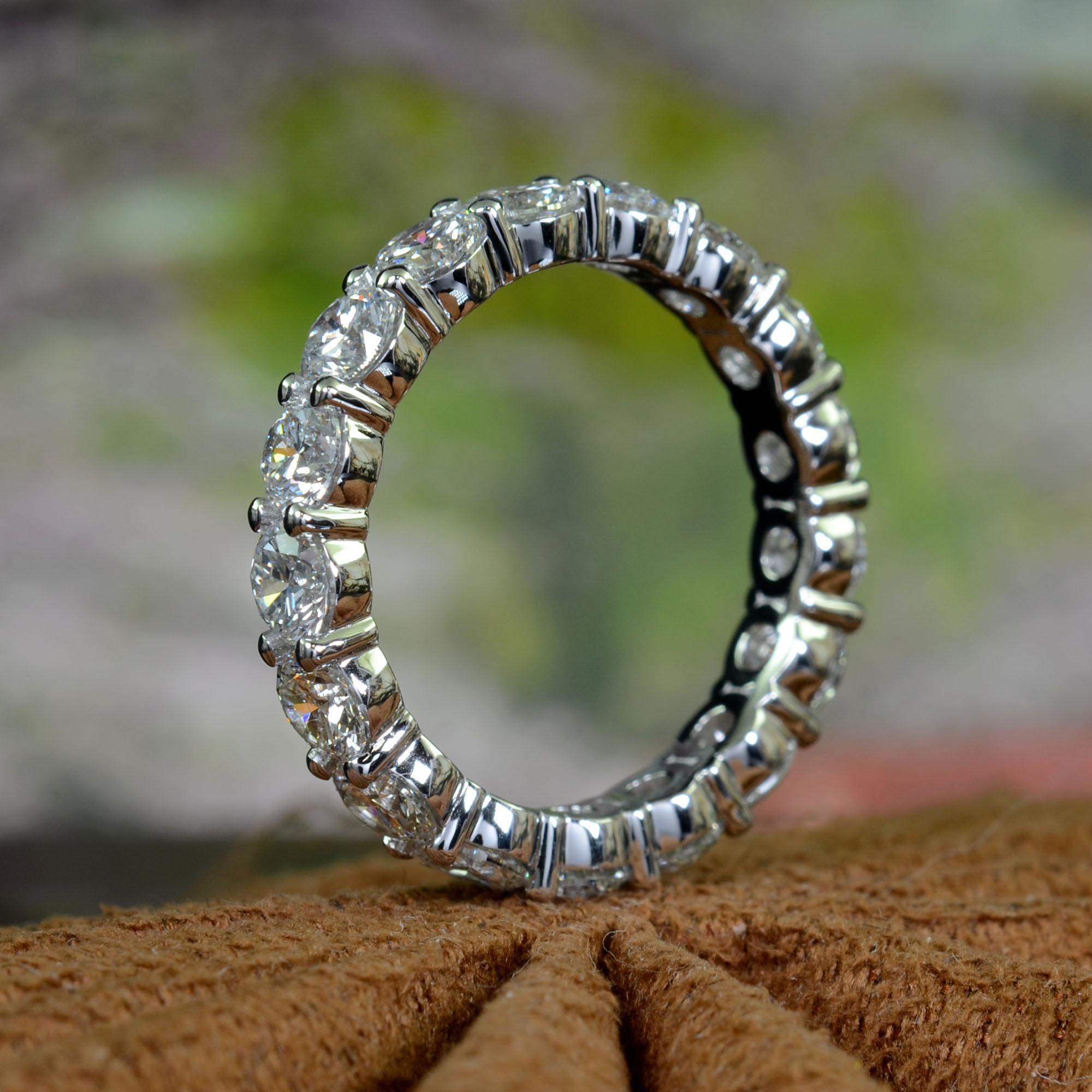 For Sale:  5 Carat Round Eternity Band G Color SI1 Clarity Solid Platinum 4