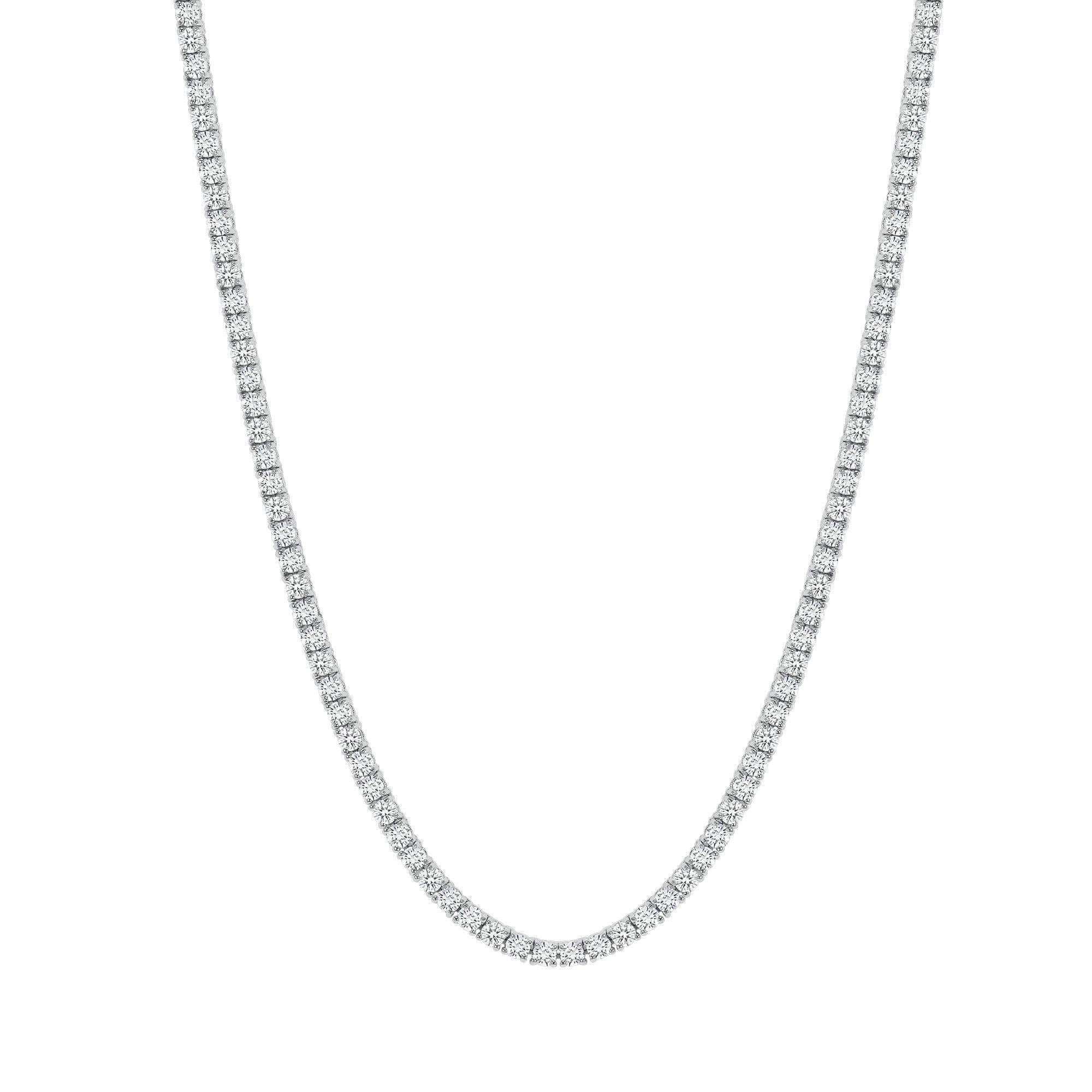 5 Karat runde natürliche Diamant-Tennis-Halskette im Zustand „Neu“ im Angebot in Los Angeles, CA