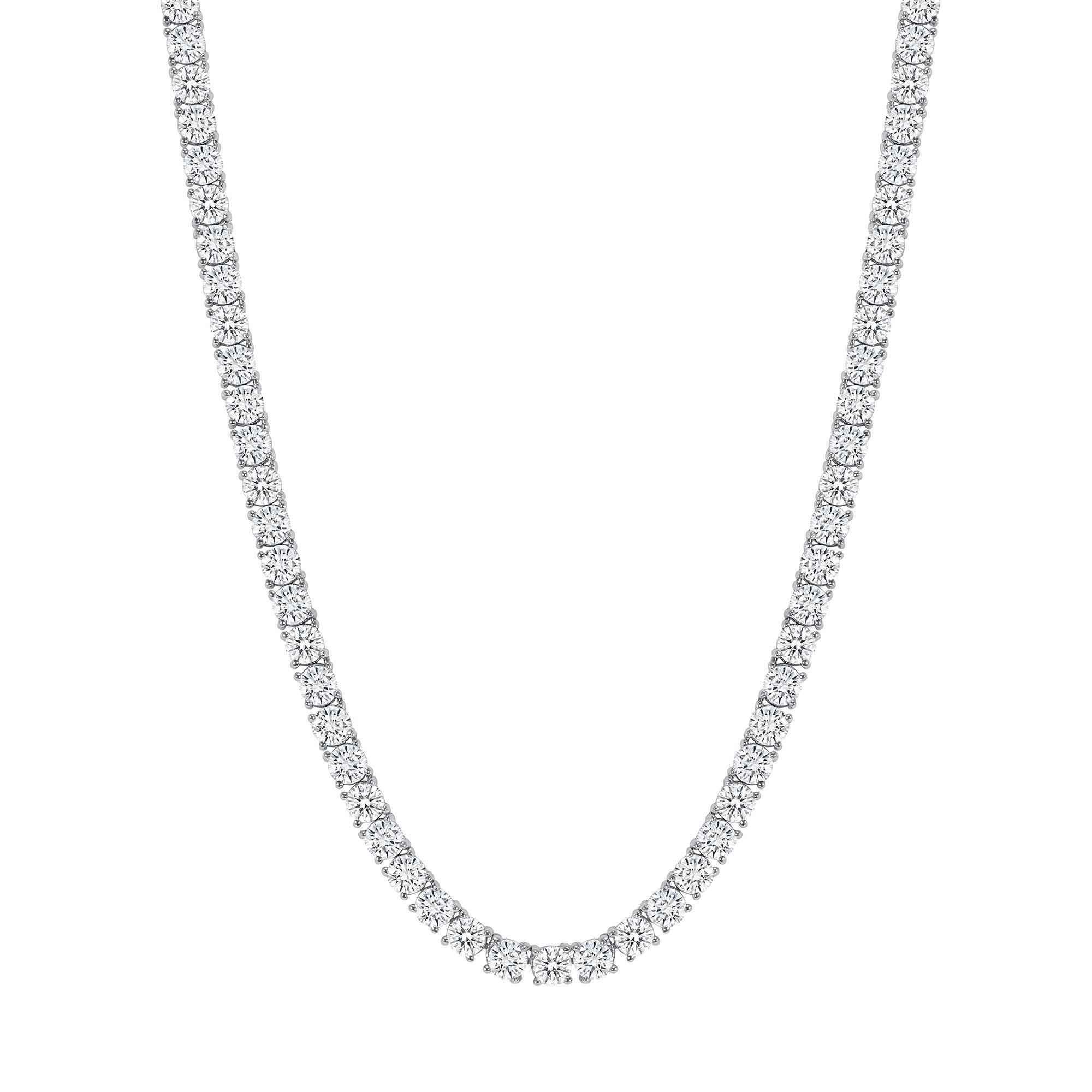 5 Carat Round Natural Diamond Tennis Necklace In New Condition For Sale In Los Angeles, CA