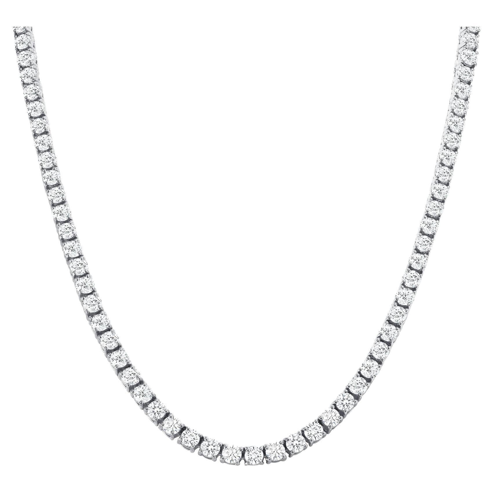 5 Carat Round Natural Diamond Tennis Necklace For Sale