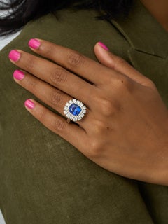 5 Carat Natural Royal Blue Sapphire Diamond Convertible Ring & Pendant