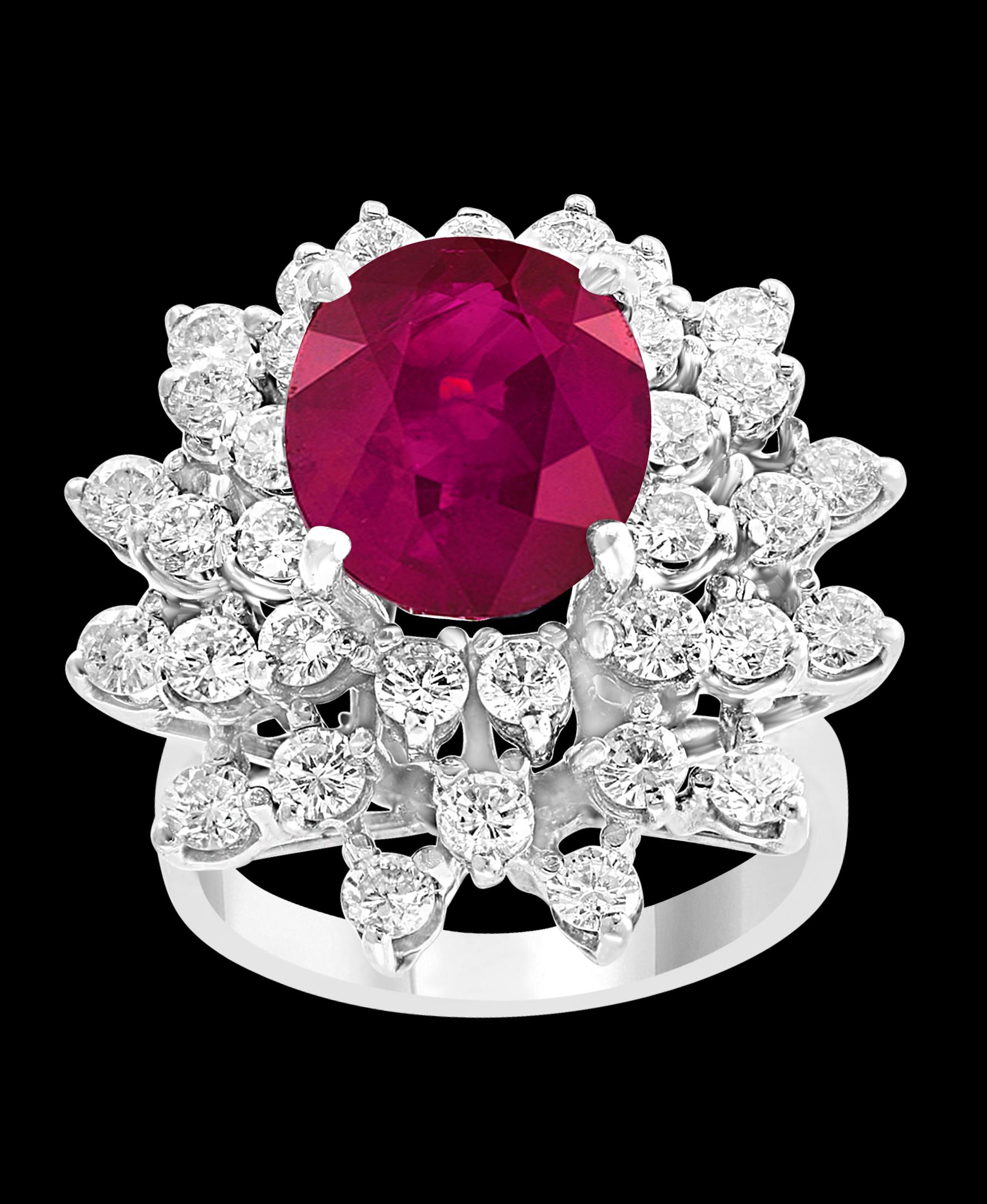 5 Carat Rubellite and 2.5 Carat Diamond 18 Karat Gold Cocktail Ring ...