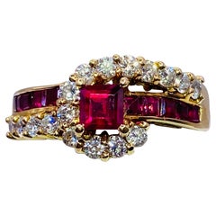 Vintage .5 Carat Ruby and Diamond Yellow Gold Ring