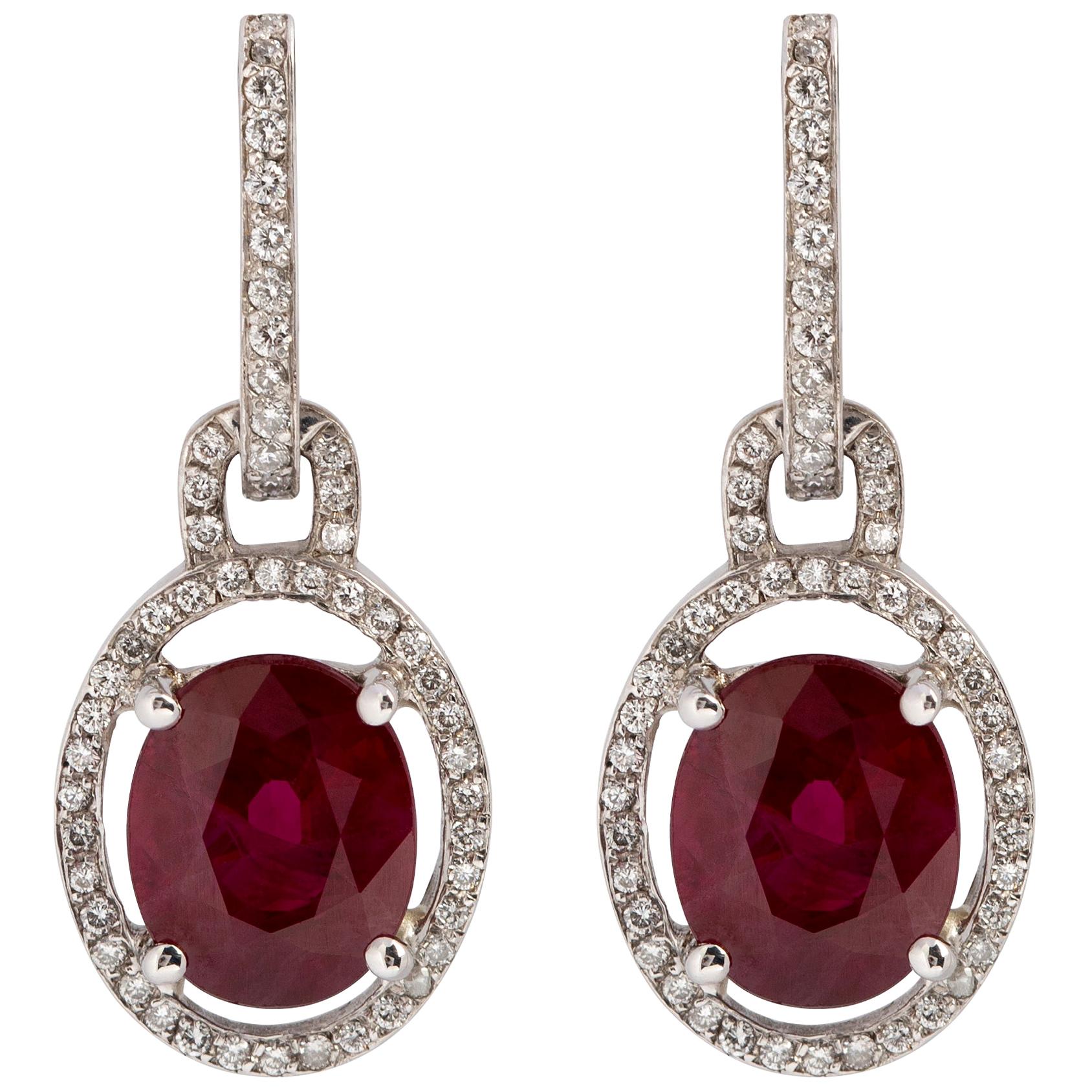 Gems Are Forever 5 Carat Ruby and Pave Diamond Earrings