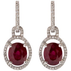 Gems Are Forever 5 Carat Ruby and Pave Diamond Earrings