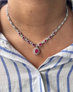 4.76 Carat Natural Ruby Art Deco Style Necklace