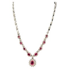 5 Carat Ruby Art Deco Styled Necklace in 14K Gold