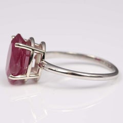 5 Carat Ruby Engagement Ring, Minimalist Ruby Bridal Ring Cocktail Signet Ring