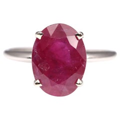 5 Carat Ruby Engagement Ring, Minimalist Ruby Bridal Ring Cocktail Signet Ring