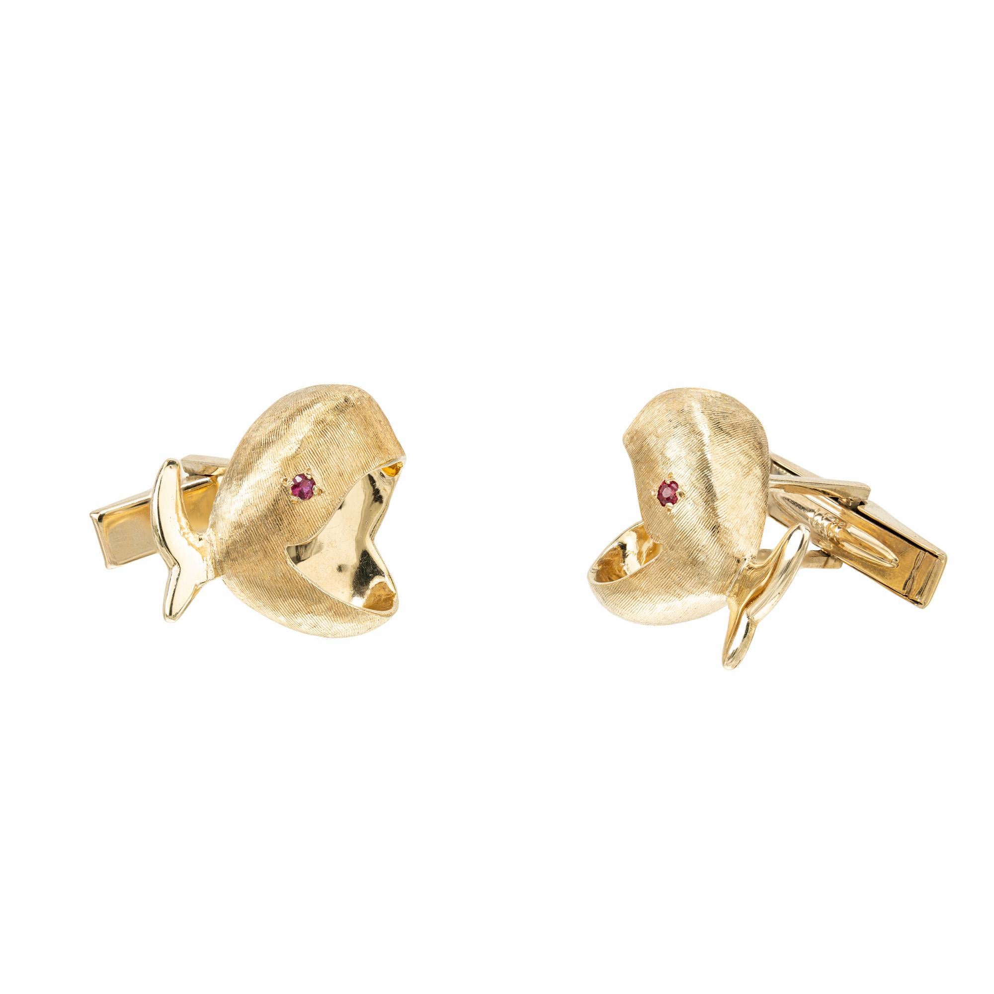 .5 Quilates Rubí Amarillo Oro Gemelos Jonás la Ballena Corte redondo en venta
