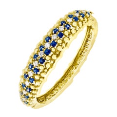 5 Carat Sapphire and 1.5 Carat Diamond Cuff Bangle Bracelet in 18 Karat Gold