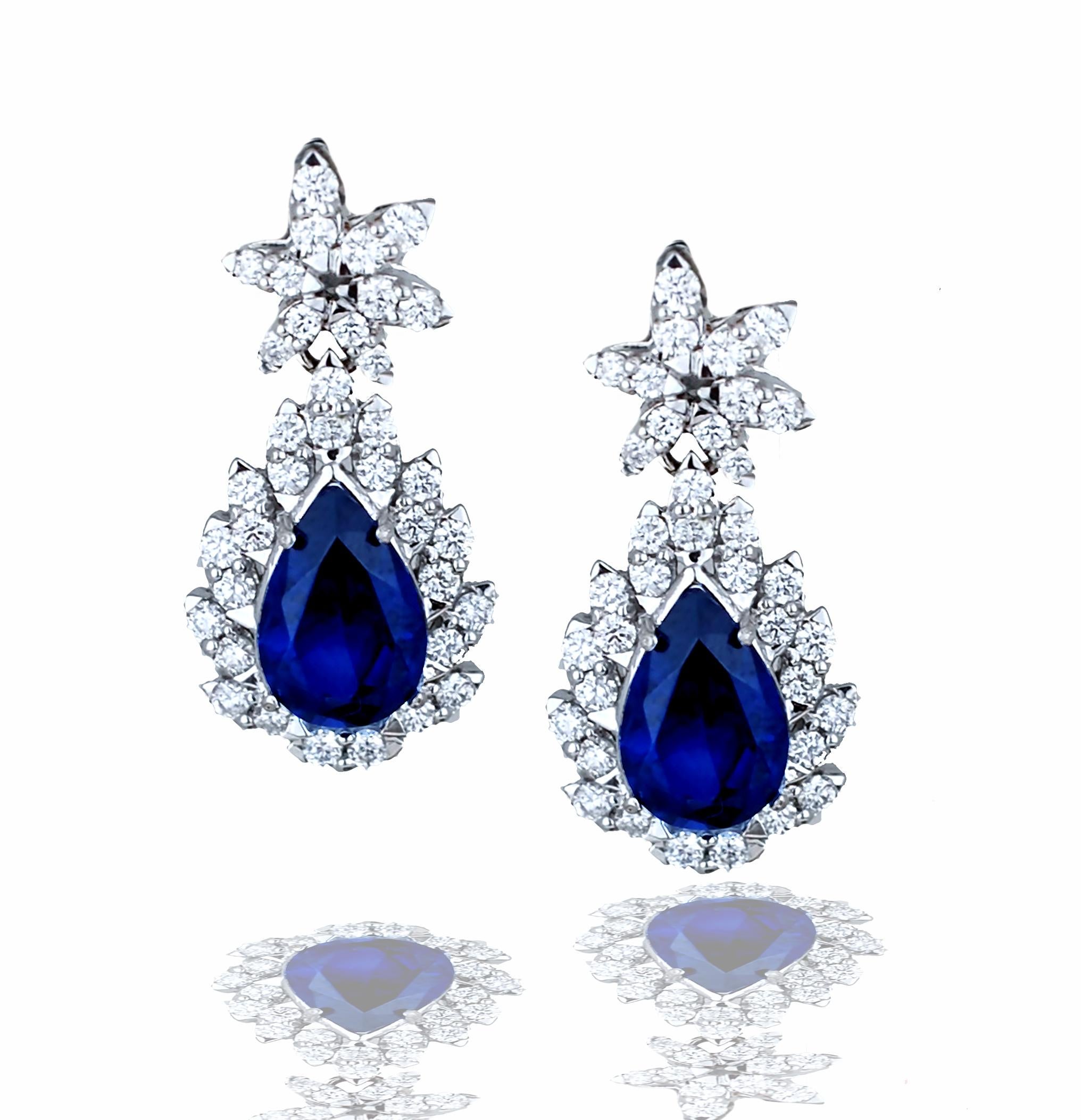 sapphire pear earrings
