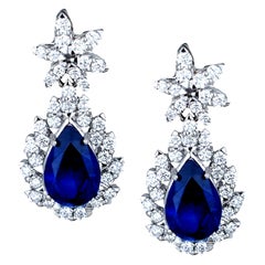 5 Carat Sapphire Pear Diamond Earrings