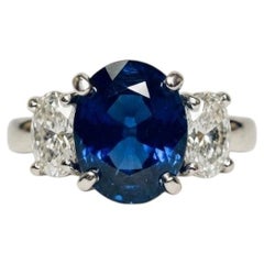 5 Carat Sapphire Three-Stone Platinum Ring