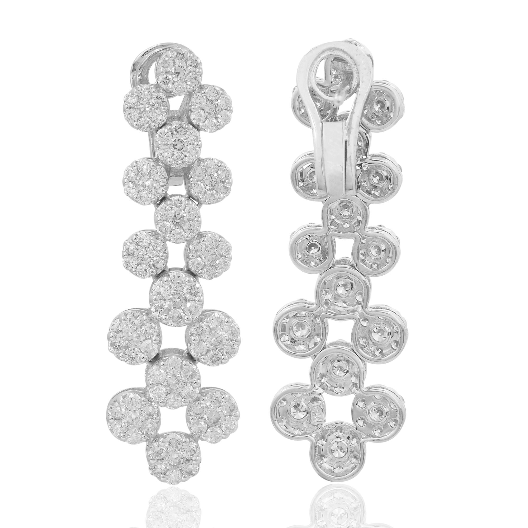 Item Code :- CN-24444
Gross Wt. :- 11.39 gm
18k Gold Wt. :- 10.37 gm
Diamond Wt. :- 5.10 Ct. ( AVERAGE DIAMOND CLARITY SI1-SI2 & COLOR H-I )
Earrings Size :- 43.03 x 13.22 x 3.70 mm approx.

✦ Sizing
.....................
We can adjust most items to