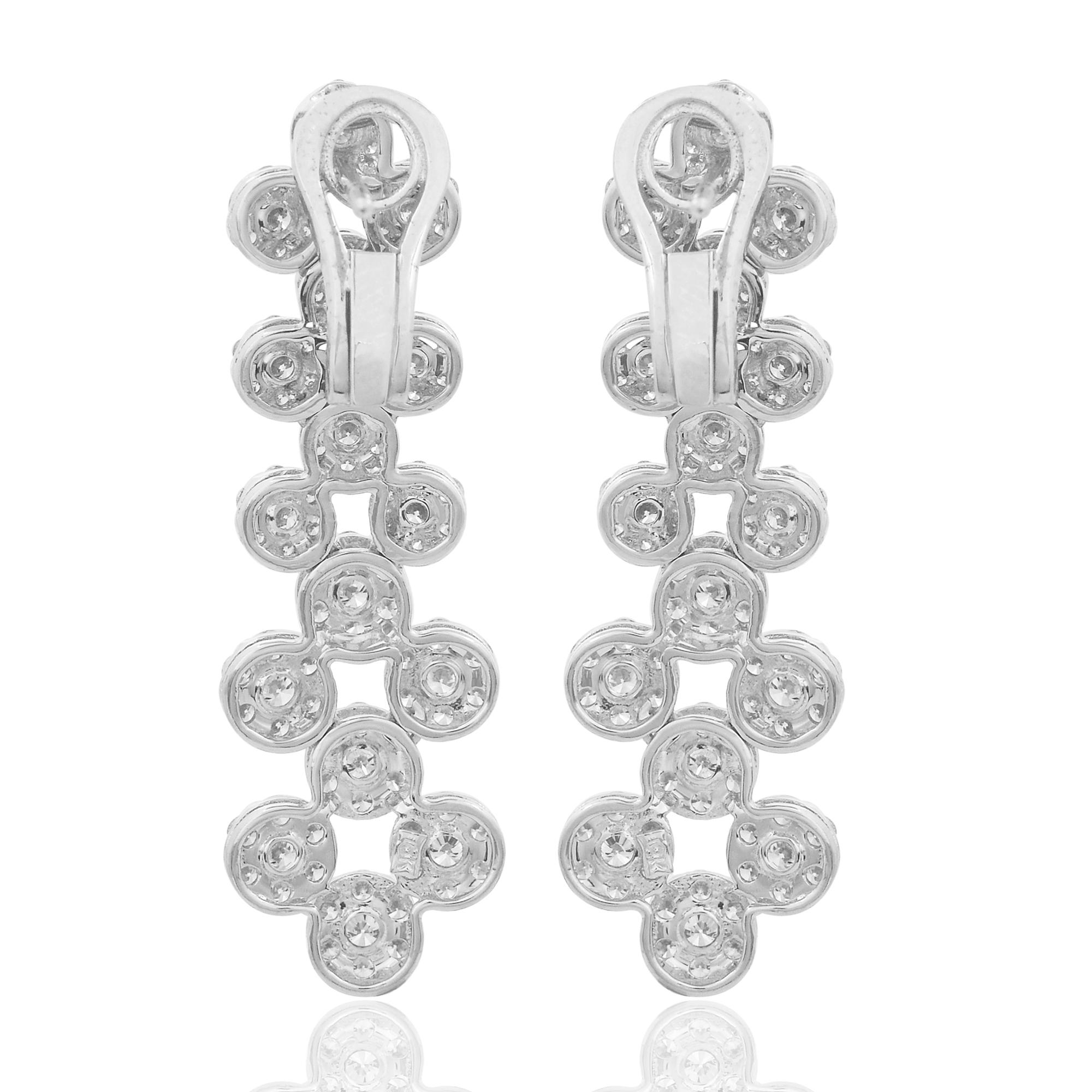 Modern 5 Carat SI Clarity HI Color Diamond Dangle Earrings 18 Karat White Gold Jewelry For Sale
