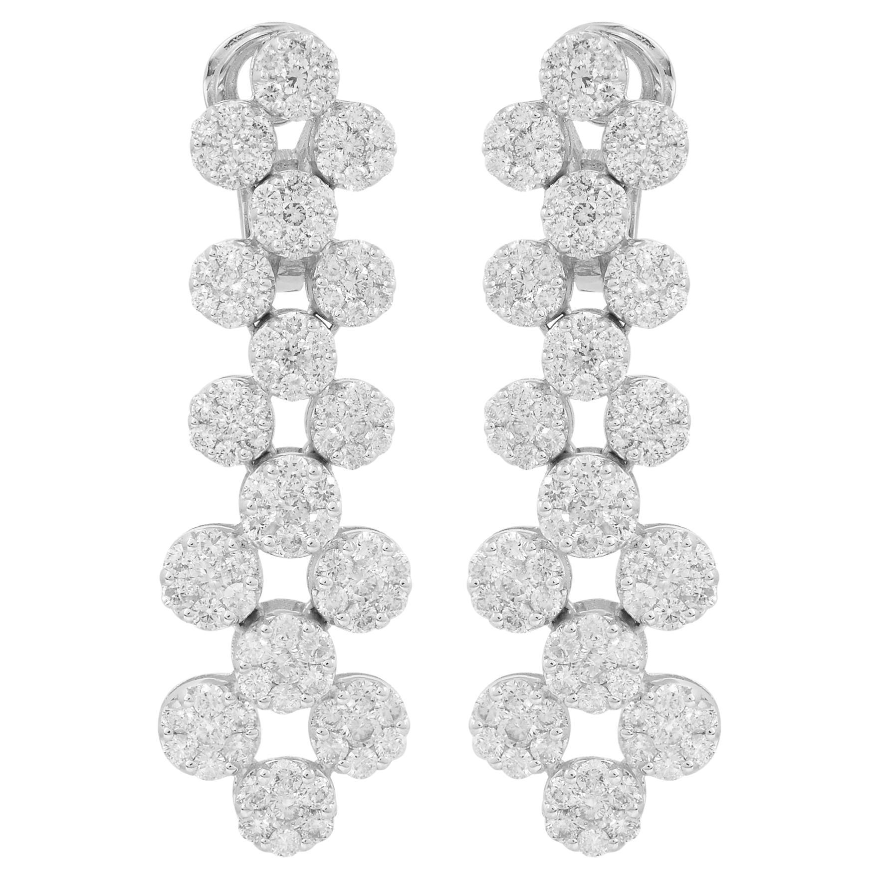 5 Carat SI Clarity HI Color Diamond Dangle Earrings 18 Karat White Gold Jewelry For Sale