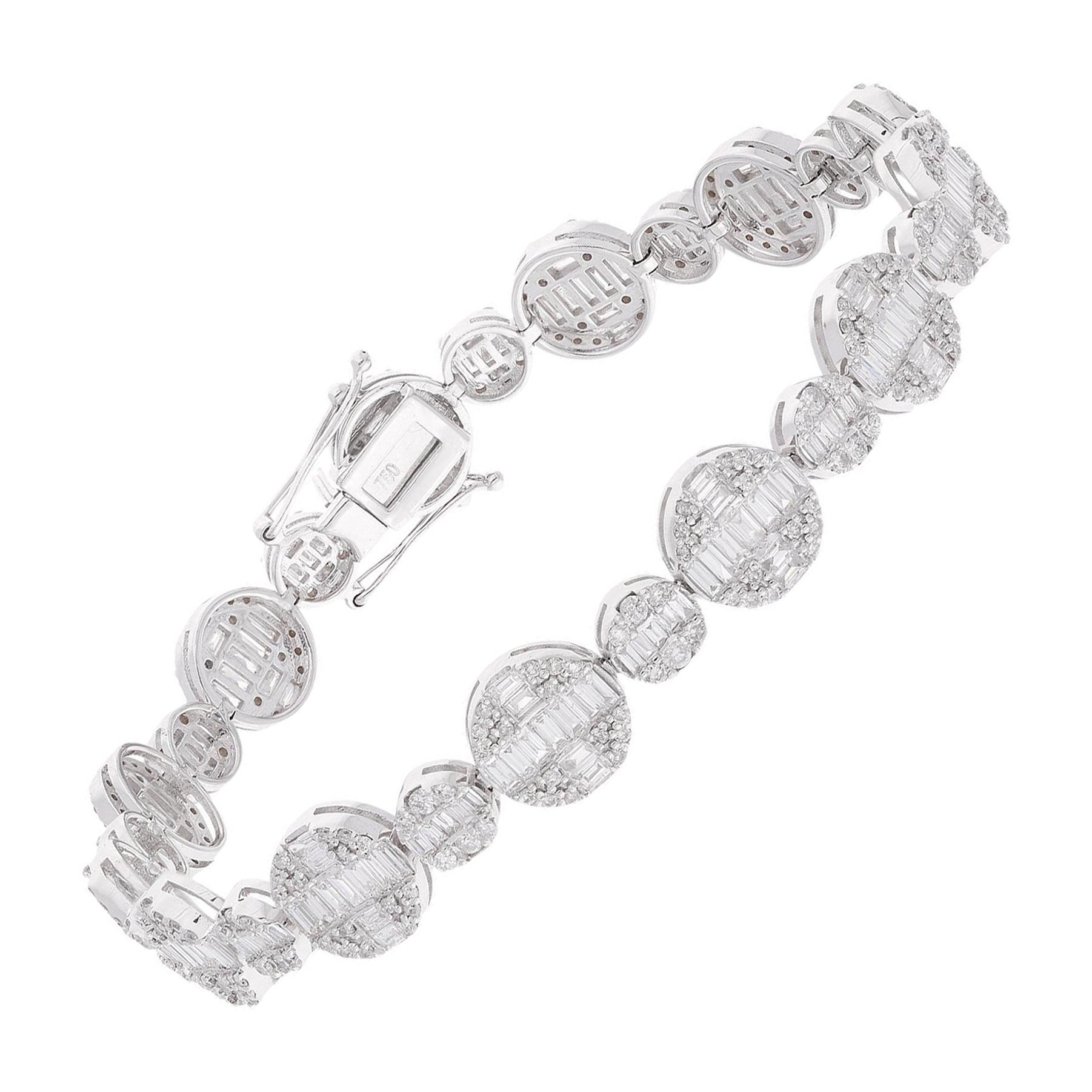 5 Quilates SI Claridad HI Color Disco de Diamante Pulsera de Tenis Oro Blanco 14 Kilates