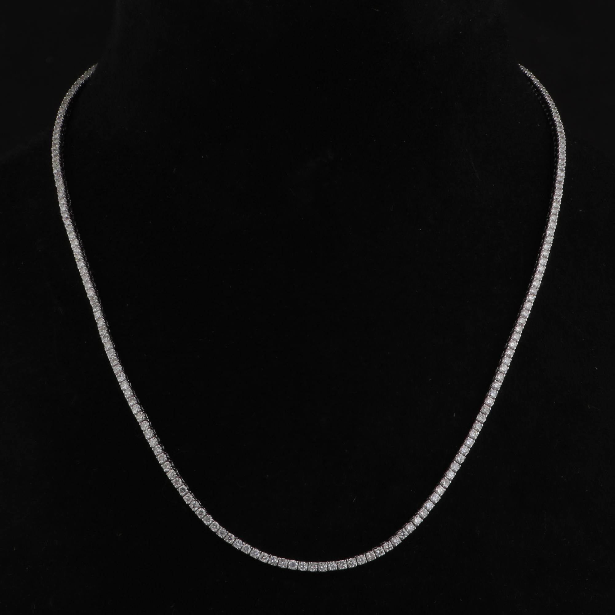 5 Karat SI Reinheit HI Farbe Diamant-Tennis-Halskette aus massivem 18k Weißgold Schmuck (Moderne) im Angebot