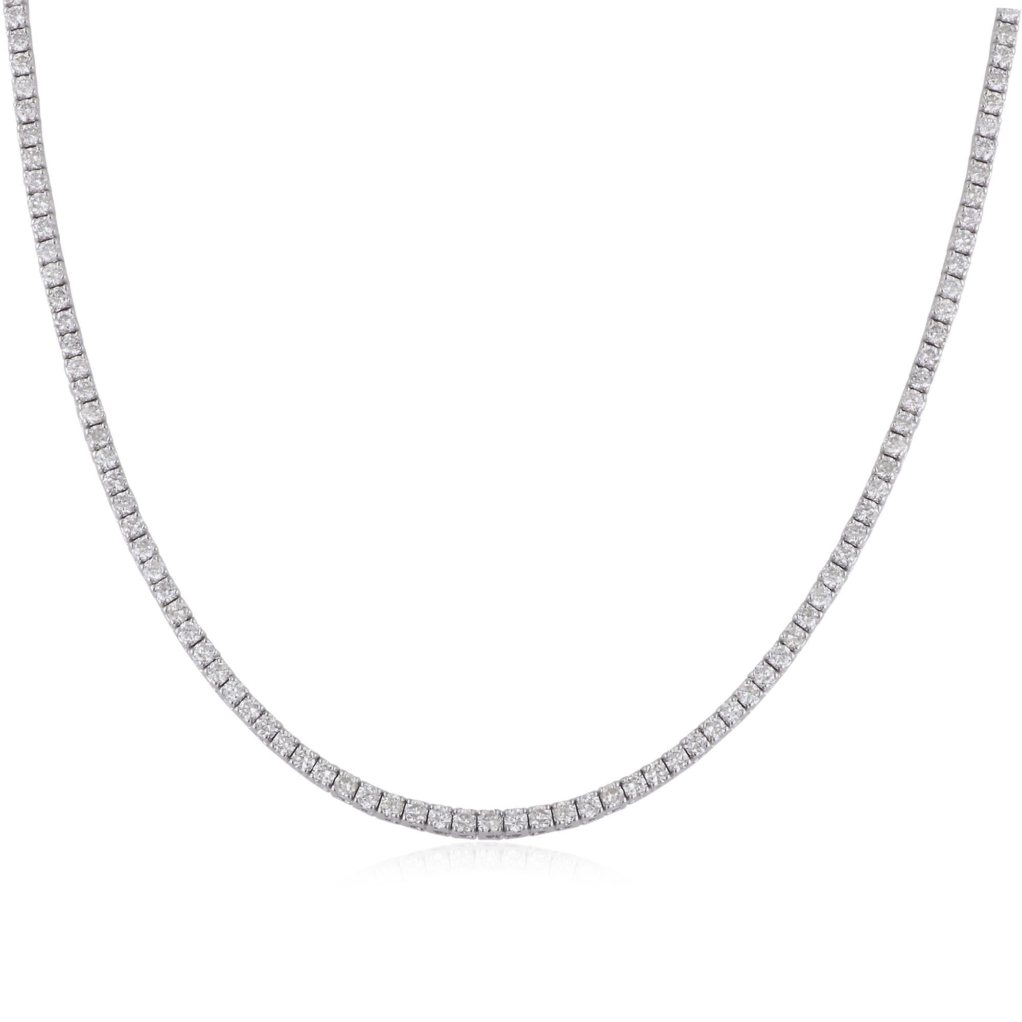 5 Karat SI Reinheit HI Farbe Diamant-Tennis-Halskette aus massivem 18k Weißgold Schmuck (Rundschliff) im Angebot