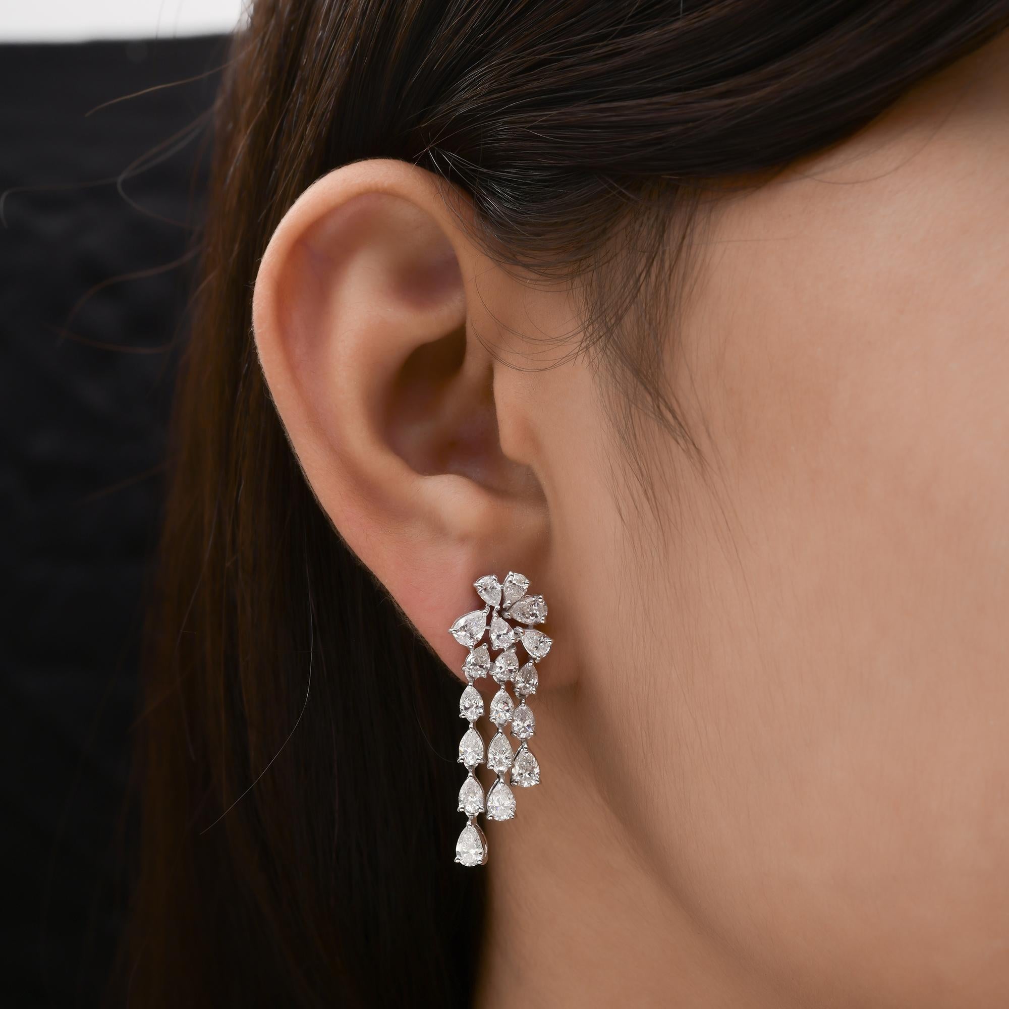 5 Carat SI/H Pear Brilliant Cut Diamond Chandelier Earrings 14 Karat White Gold In New Condition For Sale In Diera, Dubai