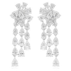 5 Carat SI/H Pear Brilliant Cut Diamond Chandelier Earrings 18 Karat White Gold