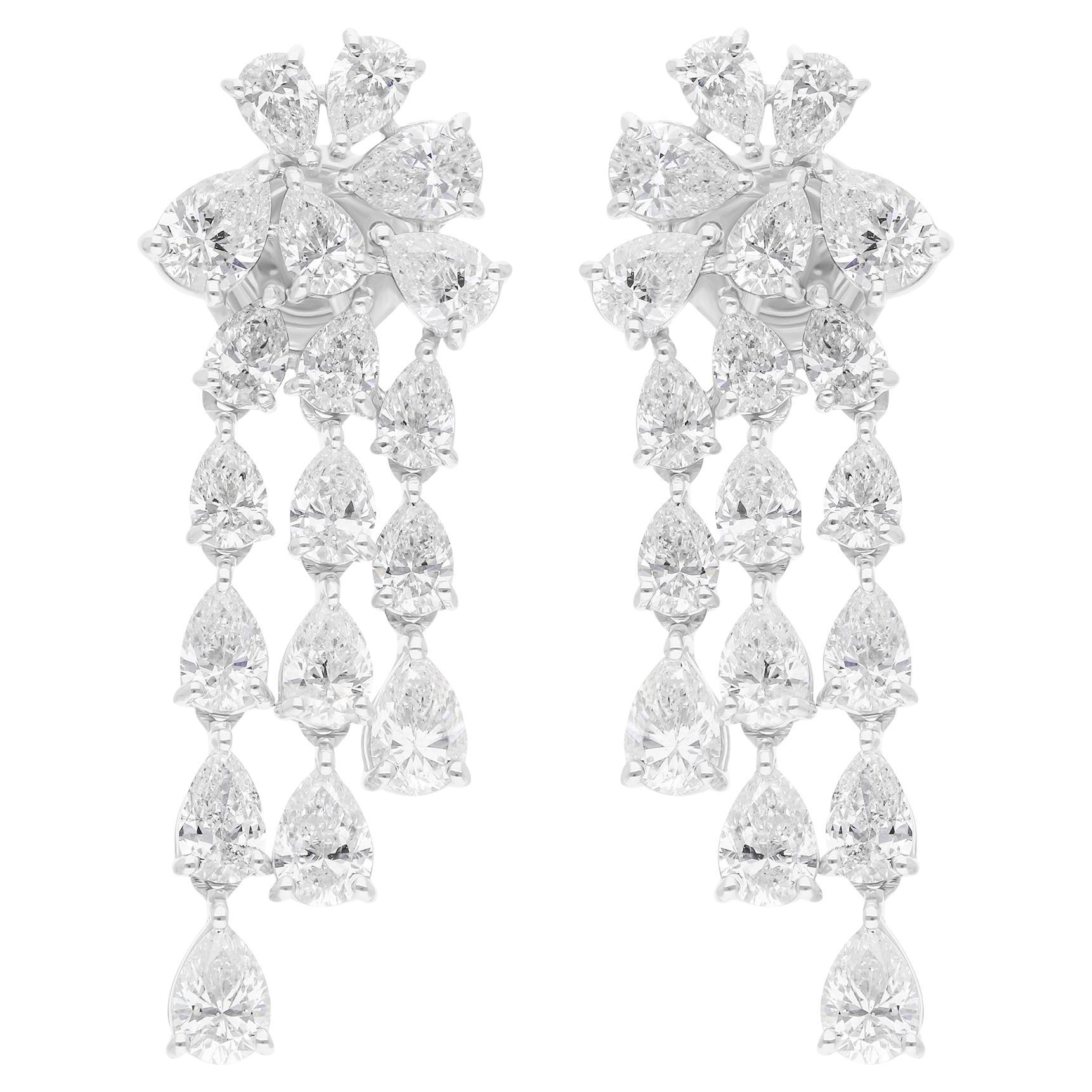 5 Karat SI/H Birnen Brillantschliff Diamant-Kronleuchter-Ohrringe 18 Karat Weißgold