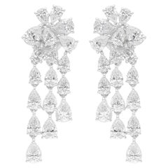 5 Carat SI/H Pear Brilliant Cut Diamond Chandelier Earrings 18 Karat White Gold