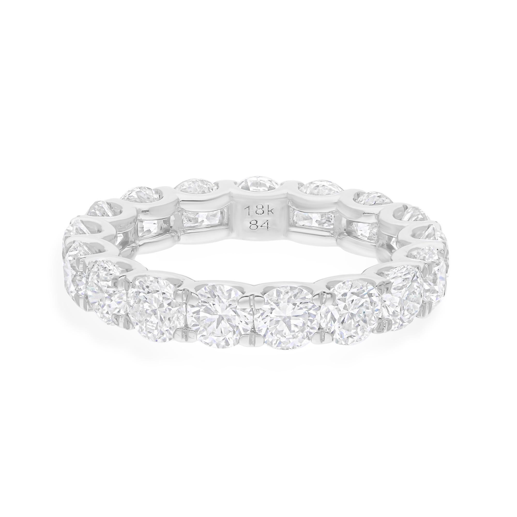 5 Carat SI/H Round Brilliant Cut Diamond Band Ring 14 Karat White Gold Jewelry Neuf - En vente à Diera, Dubai