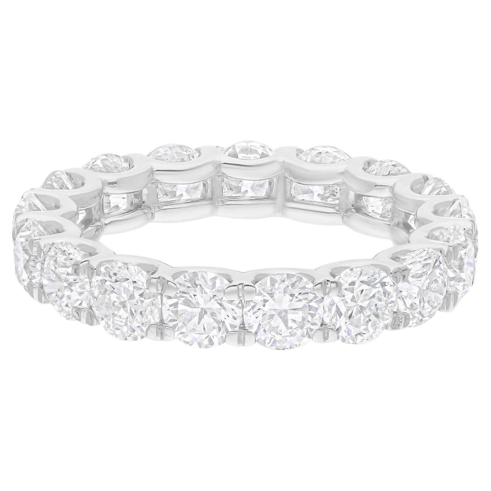 5 quilates SI/H Anillo de diamantes redondos talla brillante Joyería de oro blanco de 18 quilates en venta