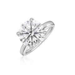 5 Carat SI/H Solitaire Round Brilliant Cut Diamond Ring 18 Karat White Gold