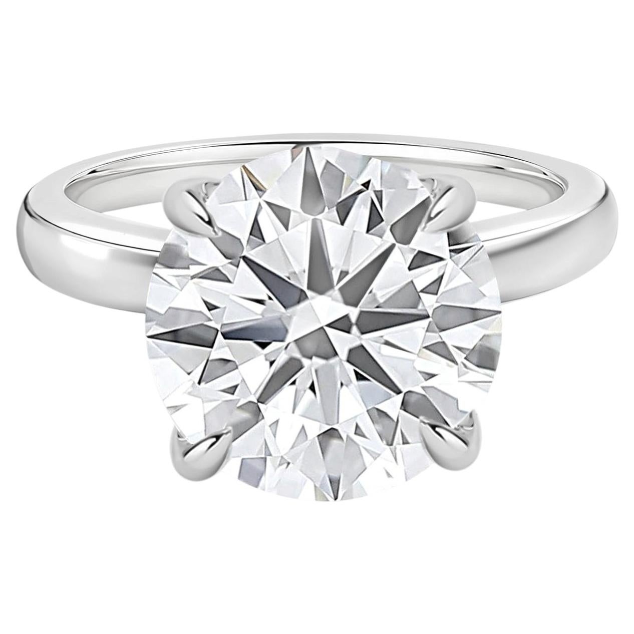 For Sale:  5 Carat SI/H Solitaire Round Brilliant Cut Diamond Ring 18 Karat White Gold