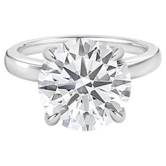 5 Carat SI/H Solitaire Round Brilliant Cut Diamond Ring 18 Karat White Gold