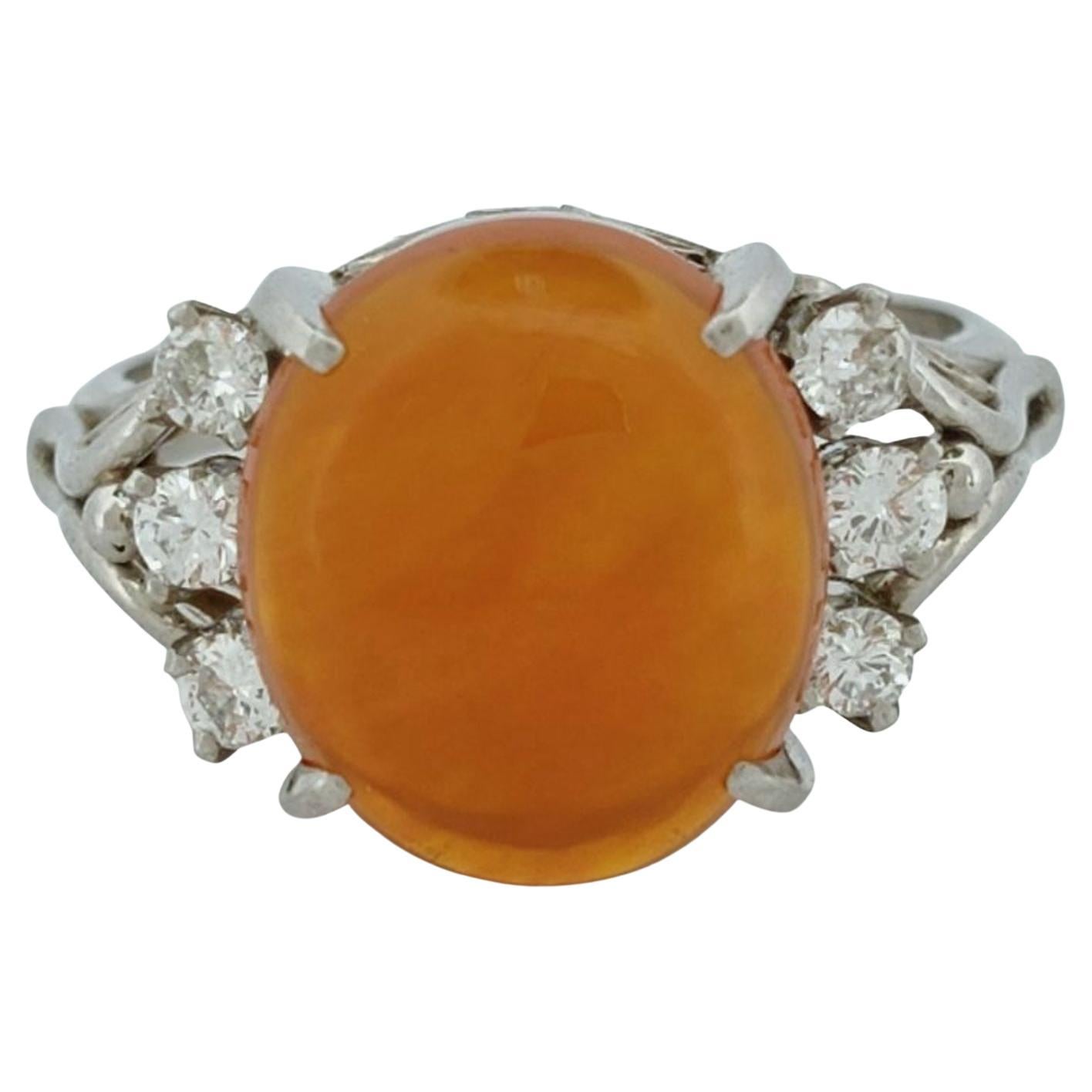 5 Carat Statement Fire Opal Ring made in PT900 For Sale
