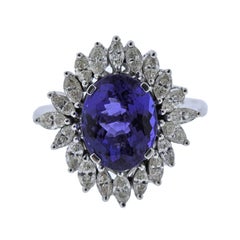 5 Carat Tanzanite Diamond Gold Cocktail Ring