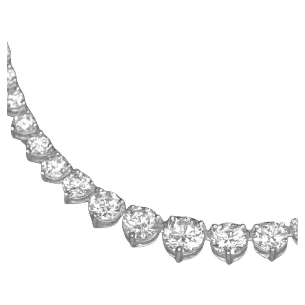 Two Row Diamond Platinum Tennis Necklace For Sale at 1stDibs double