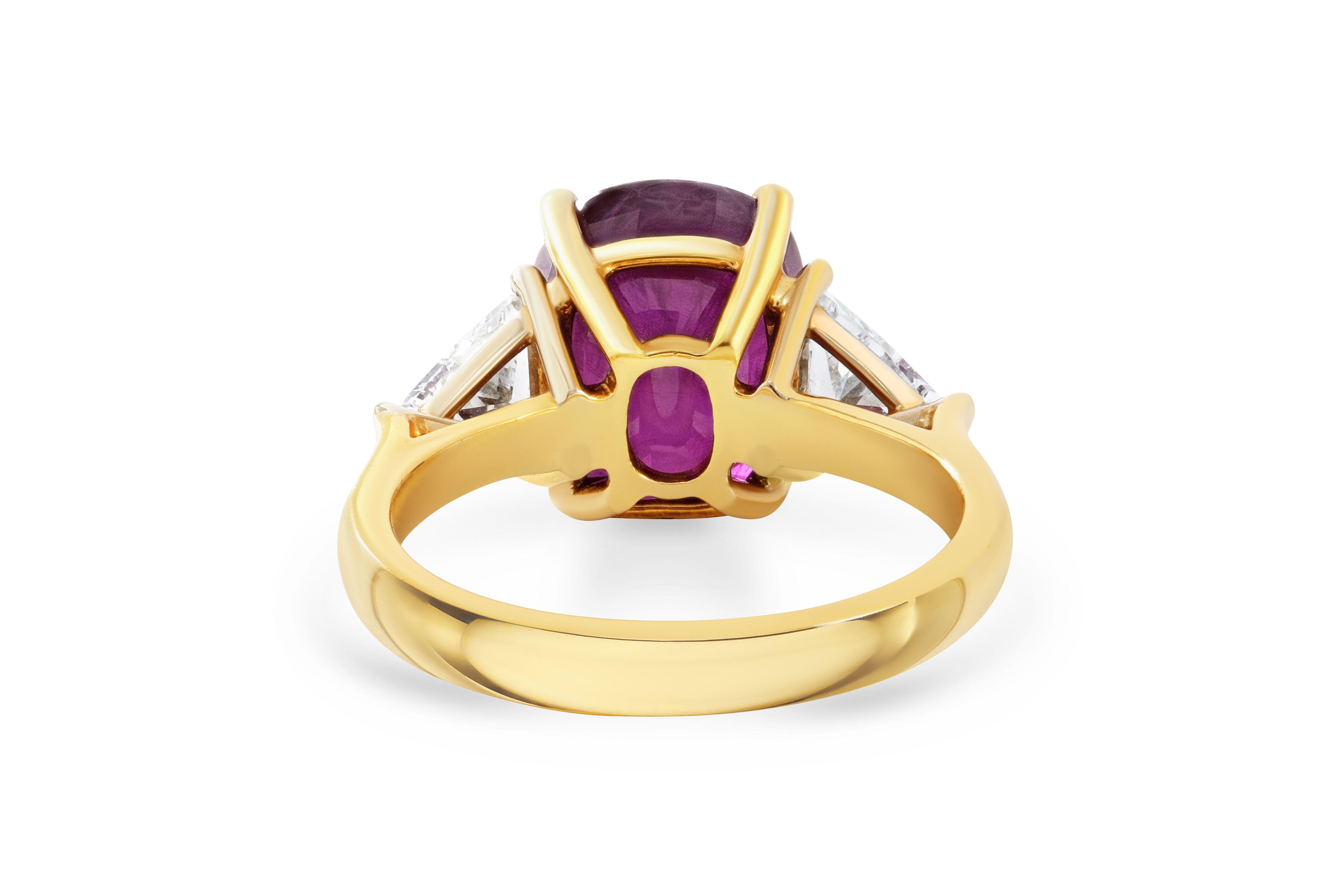 Cushion Cut 5 Carat Thai Ruby Ring For Sale