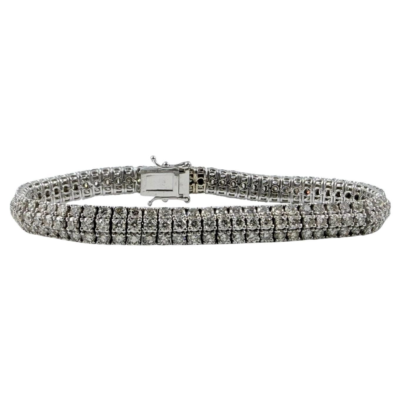 Bracciale con diamanti a tre file da 5 carati in oro bianco 14K