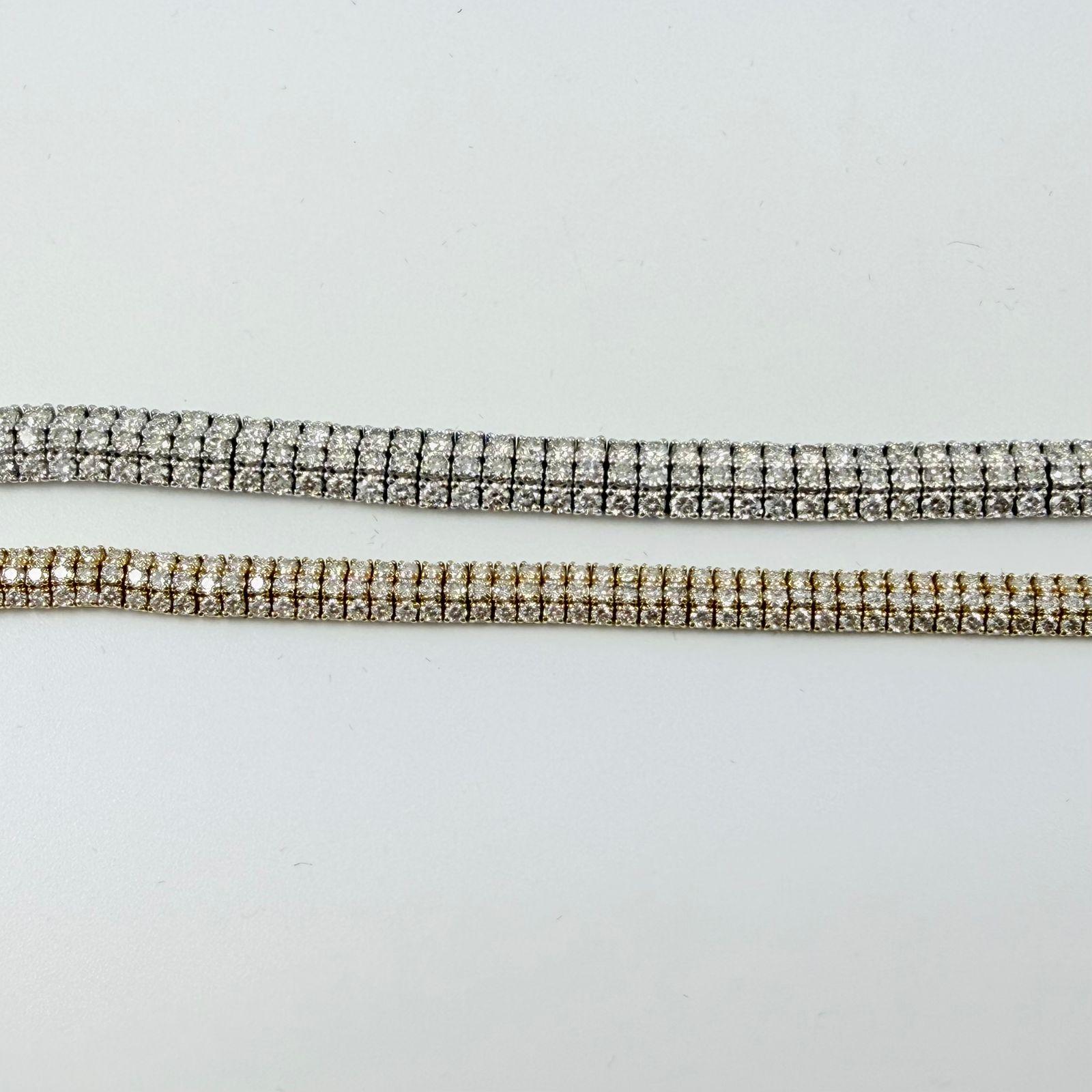 Bracelet en or jaune 14 carats à trois rangs de diamants de 5 carats Neuf - En vente à New York, NY