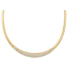 5 Carat Total Weight Round Diamond 18 Karat Yellow Gold Omega Necklace