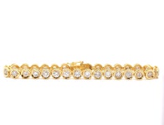5 Carat TW Diamond Bezel Set Tennis Bracelet in 18k Yellow Gold 7"