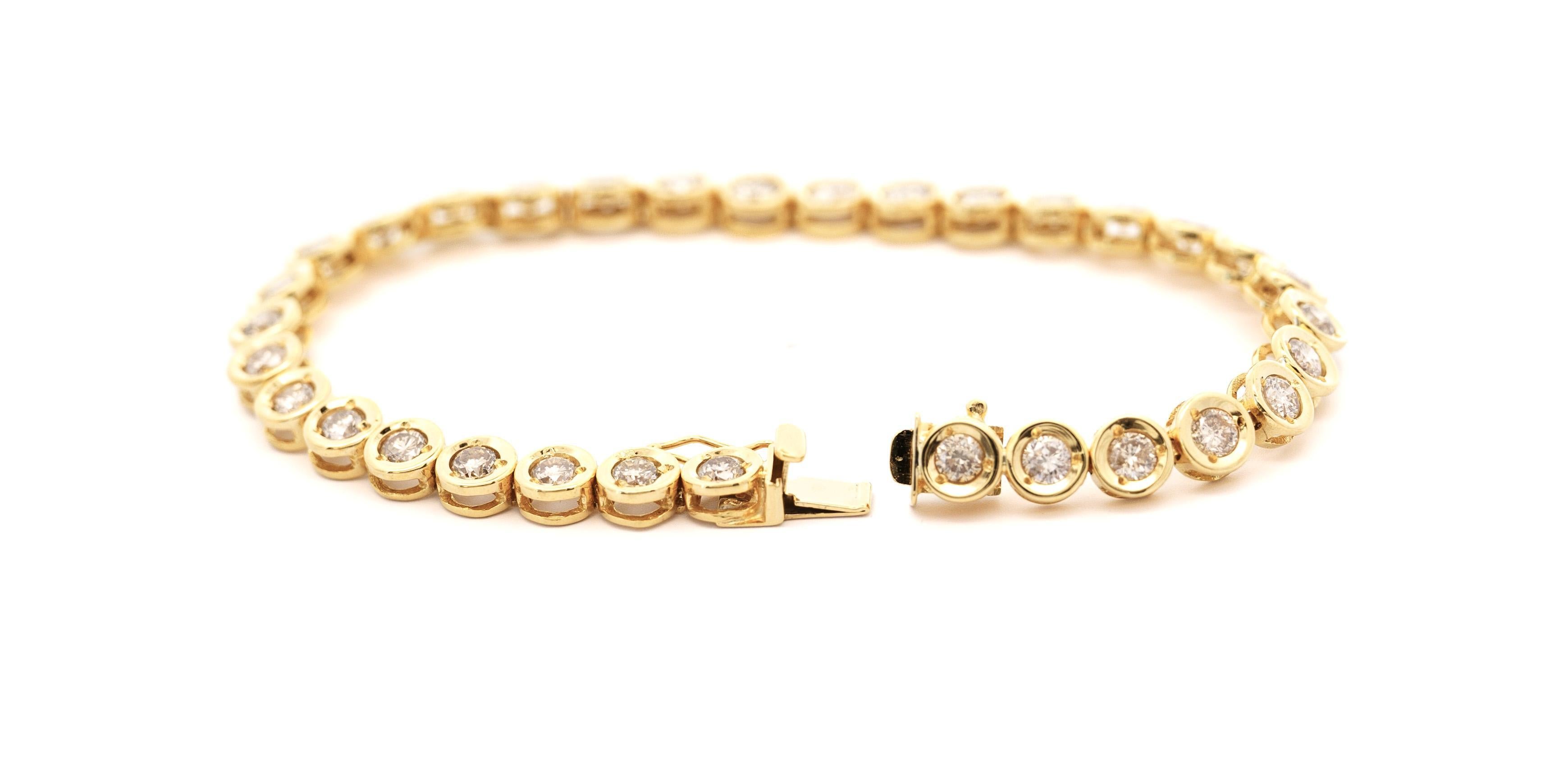 Moderne 5 Carat TW Diamond Bezel Set Tennis Bracelet en or jaune 18k 7